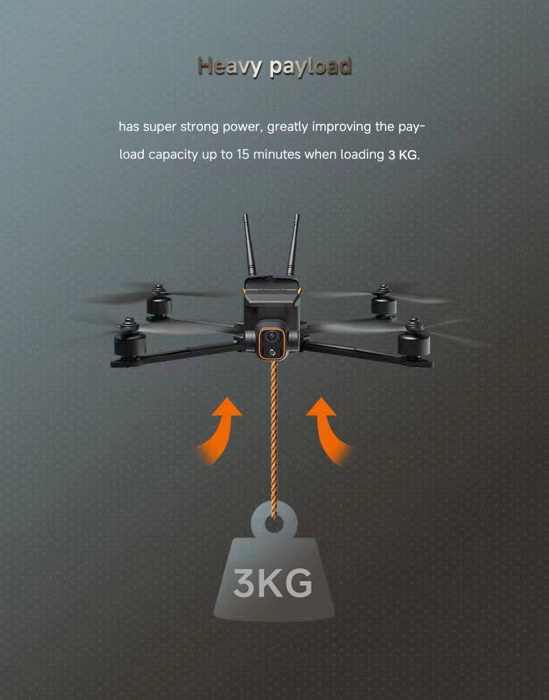 Carbon Fibre Fuselage Drone - Dynamic AI Tracking, 3KG Load.