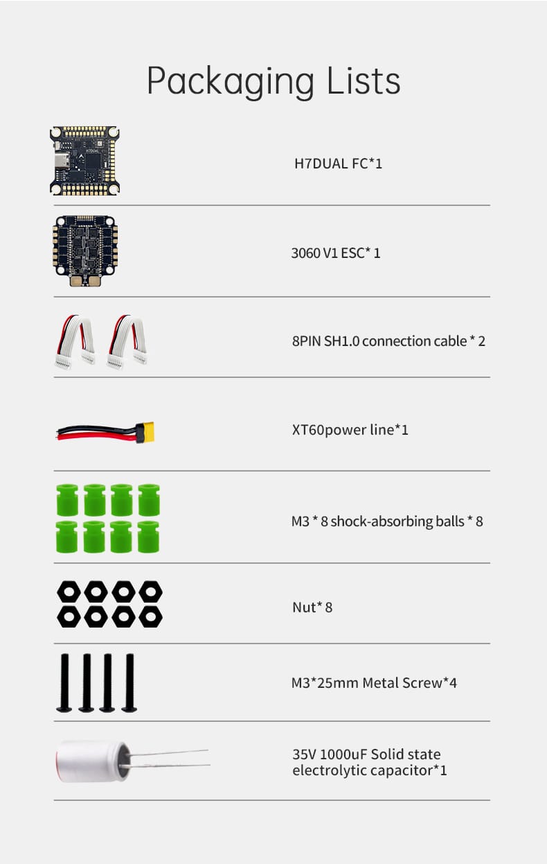 D-H760Stack H7DUAL FC AM32 60A ESC 30X30mm for Racing Drone 