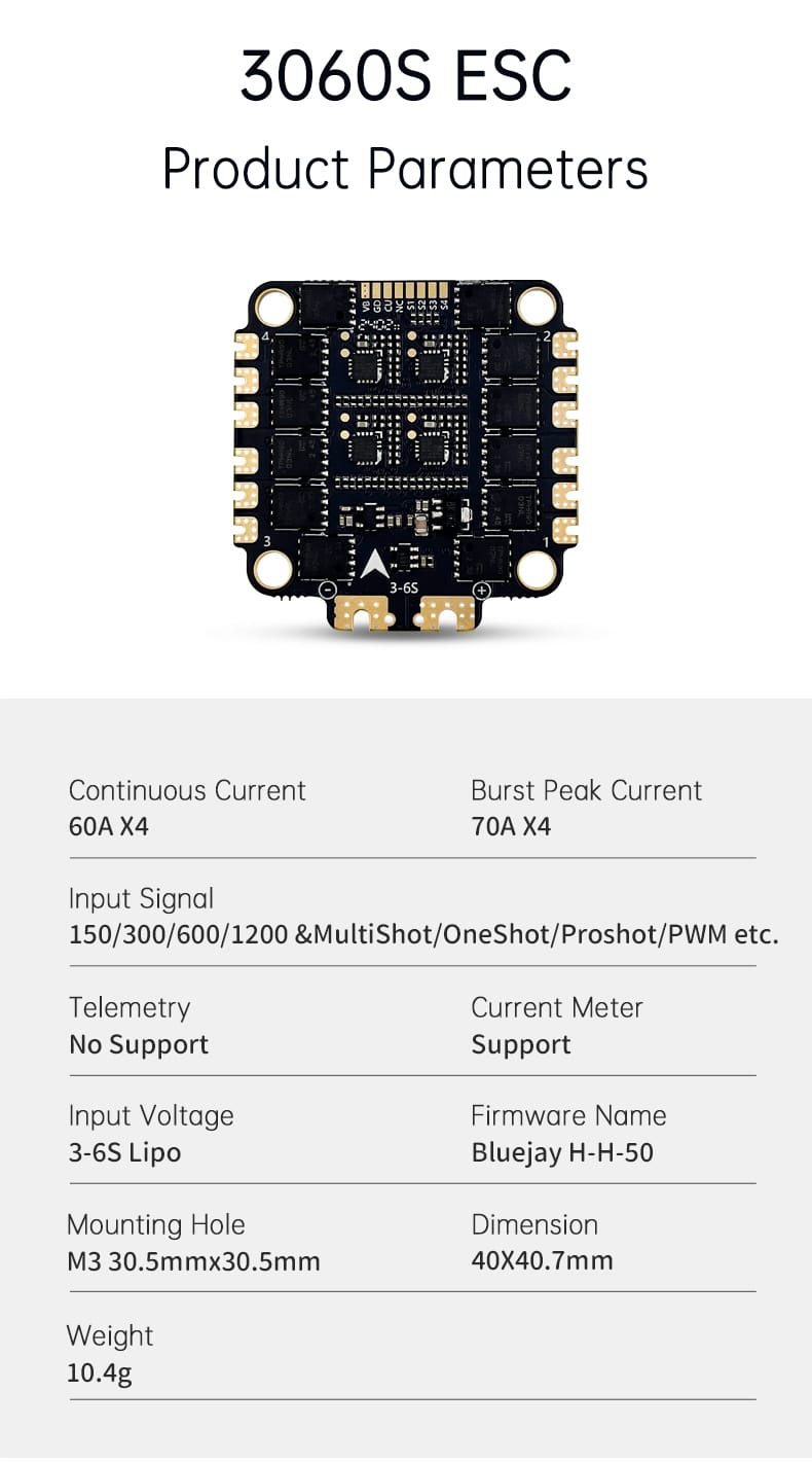 D-F460S V4 Stacd F405 V3 ICM42688 FC BLS 60A 4 in 1ESC 30x30mm 3-6S for FPV Freestyle Drone