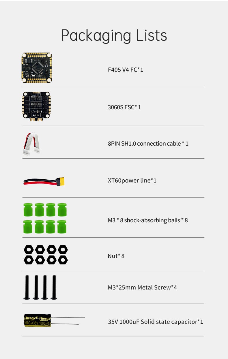 D-F460S V4 Stacd F405 V3 ICM42688 FC BLS 60A 4 in 1ESC 30x30mm 3-6S for FPV Freestyle Drone