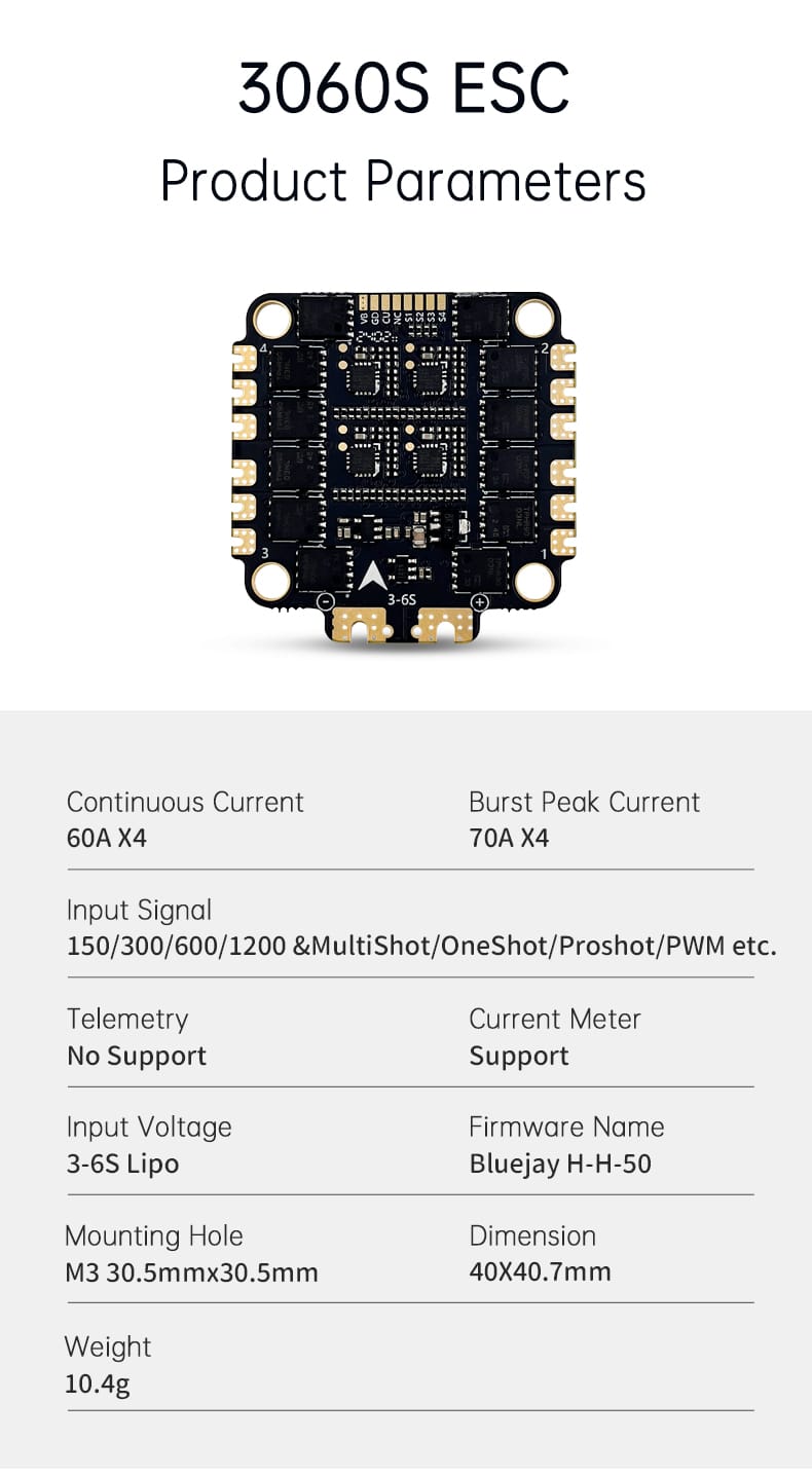 D-F760S V2 Stacd F722 V2 3060AM32 60A 4in1ESC 30x30mm 3-6S for FPV Freestyle Drone