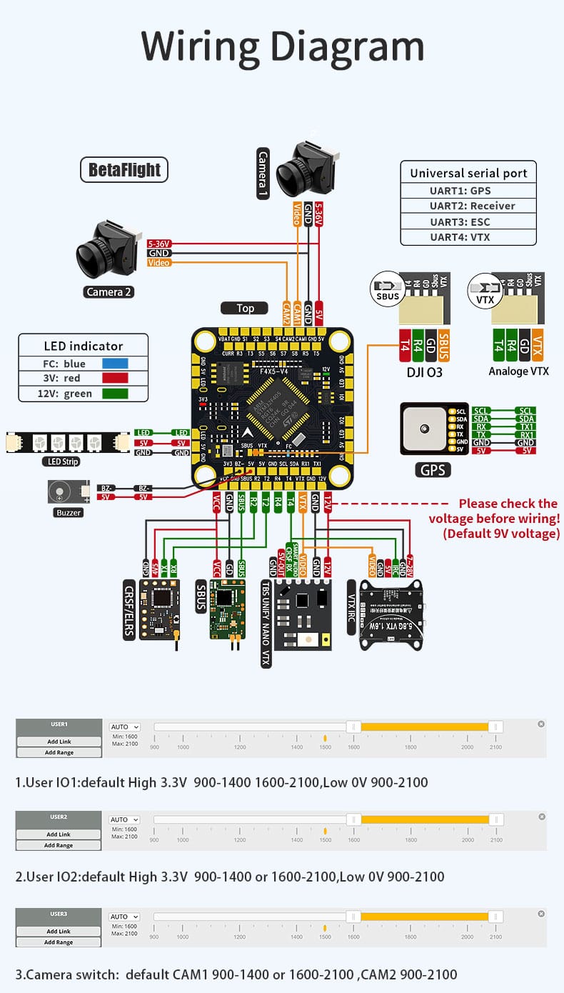 D-Rc F405 V4 Flight Controller OSD Baro BalckBox for Racing Drone