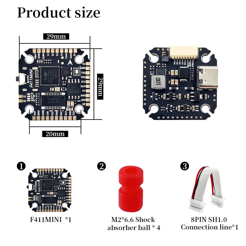 D-RC F411MINI Flight Controller OSD Barometer 2MB Black Box Crossing Aircraft Model FPV
