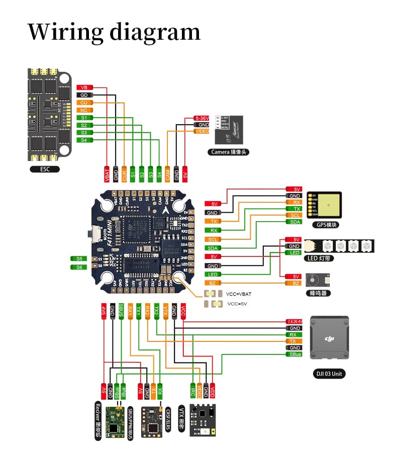 D-RC F411MINI Flight Controller OSD Barometer 2MB Black Box Crossing Aircraft Model FPV