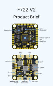 D-RC F722 V2 Flight Controller X8 ICM42688P&BMP280 30.5mm for Racing Drone
