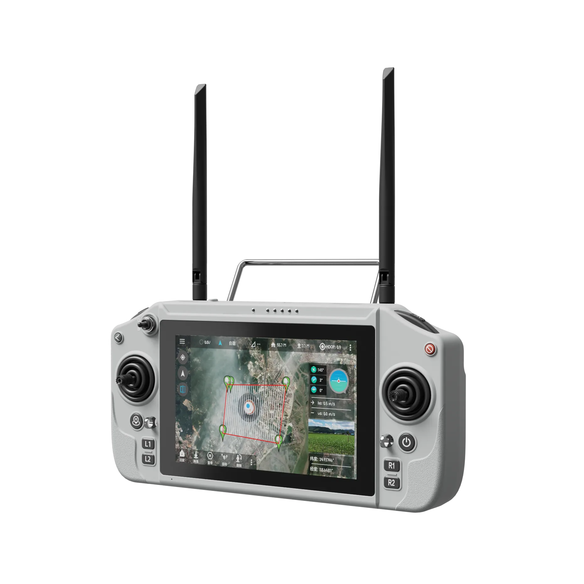 DAG20 is a high-performance remote control system designed for drone operations, featuring advanced functions and powerful performance, making it suitable for various professional fields. This remote control is equipped with a high-resolution display, supports long-distance image transmission and control, has an automatic dual-frequency band switch (2.4GHz/5.8GHz), and offers efficient battery life and fast charging, ensuring stable control of the drone in different environments.