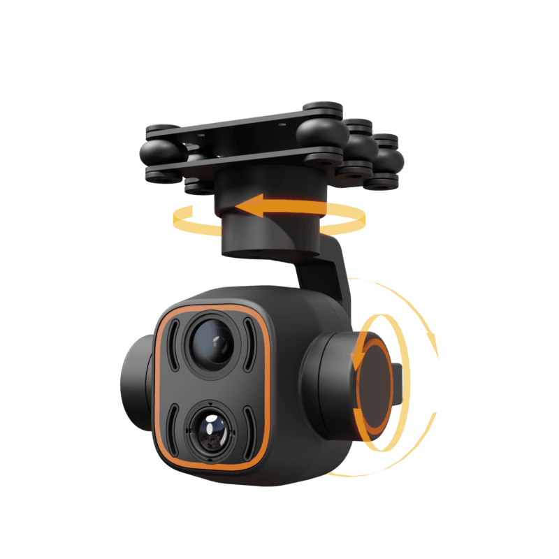 DA12 three-axis stable control dual light gimbal: intelligent dynamic tracking, integrated 2K visible light and thermal imaging