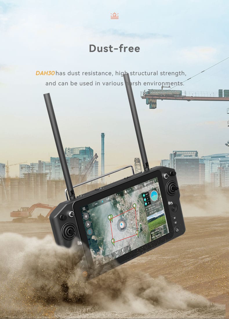 The DAH30 High-Performance Flagship Remote Controller is a cutting-edge device designed for long-range and high-precision drone operations. Featuring stable tri-band communication (1.4GHz/2.4GHz/800MHz), a 10.1-inch sunlight-readable touch screen, and a robust Qualcomm 660 processor, it delivers exceptional performance for industrial, surveillance, and emergency applications. With a 50KM maximum transmission range and rich interface options, the D-H30 is built to handle the most demanding scenarios with ease.