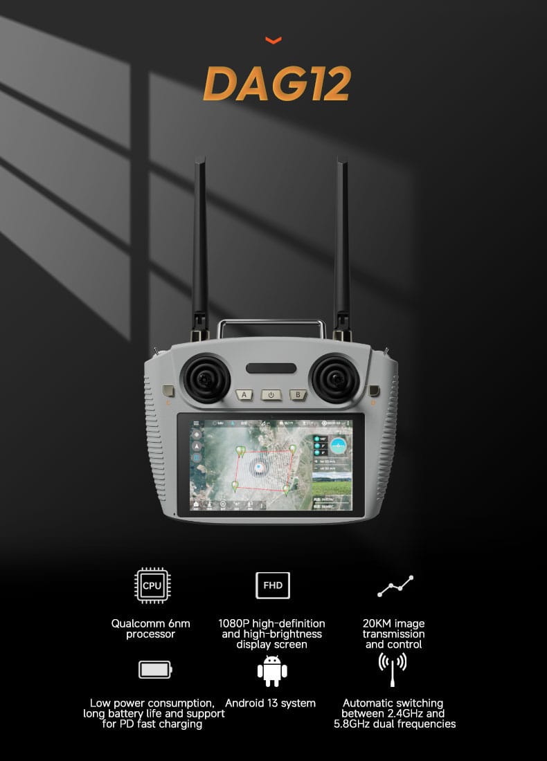 DAG12 high-definition long-distance remote control: Qualcomm chip+20KM transmission, 8-hour battery life, intelligent control preferred