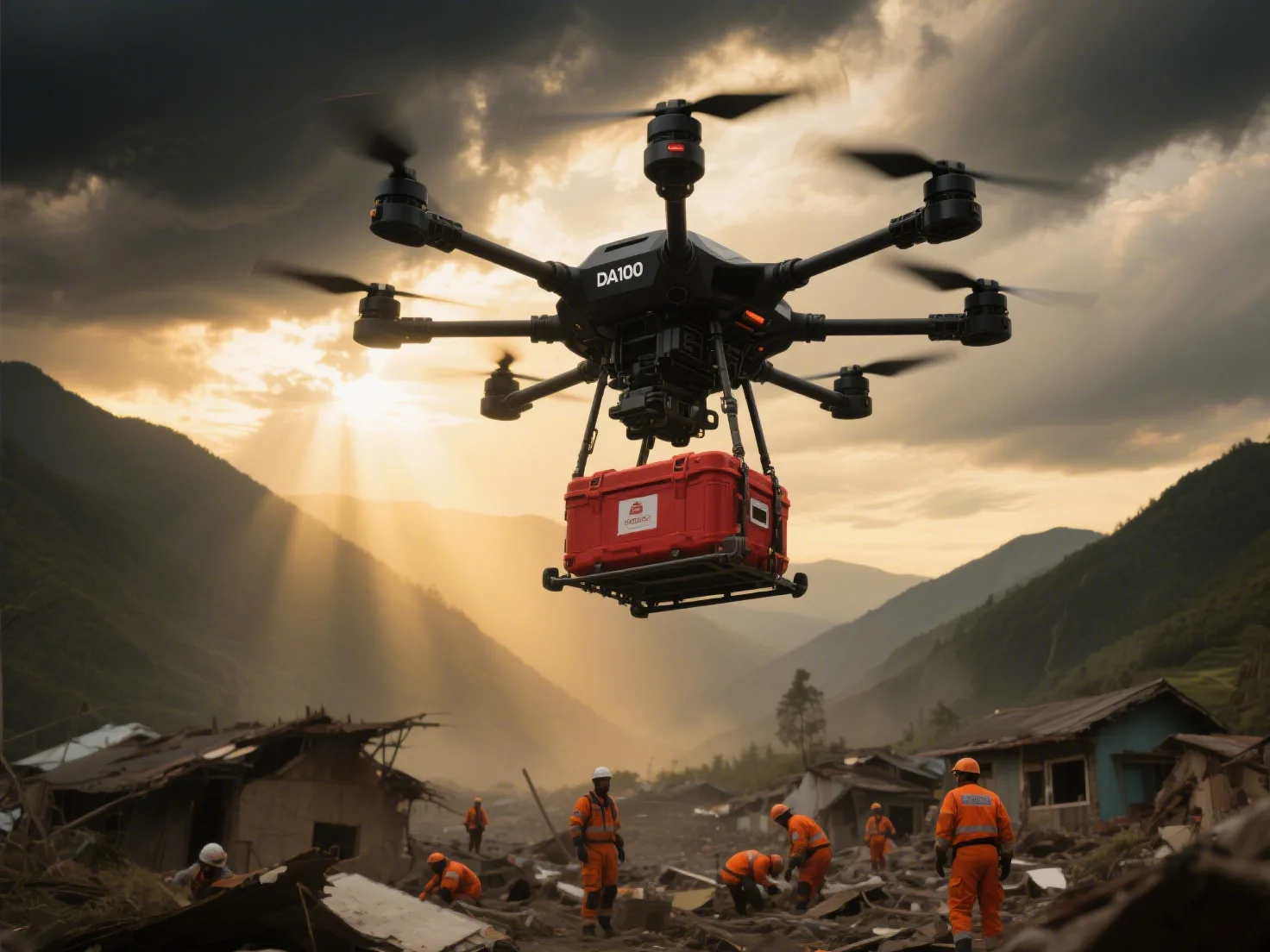 DA100 Heavy Lift Drone: 140kg Payload for Industrial Logistics and Transport