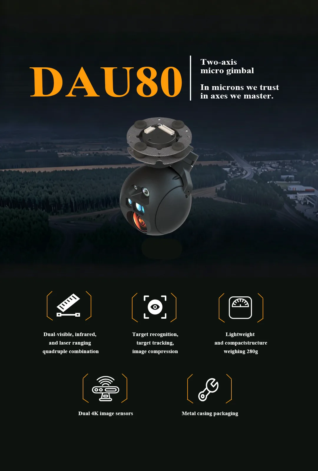 DAU80 EO IR gimbal stabilization and UAV payload overview