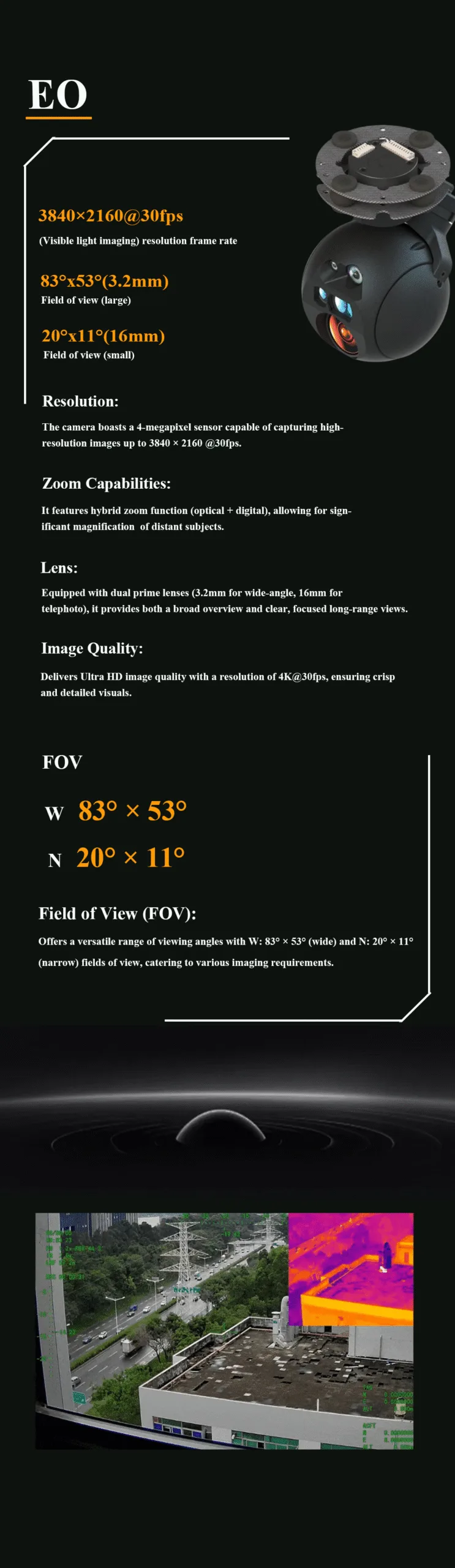 DAU80 EO IR gimbal infrared thermal imaging specifications