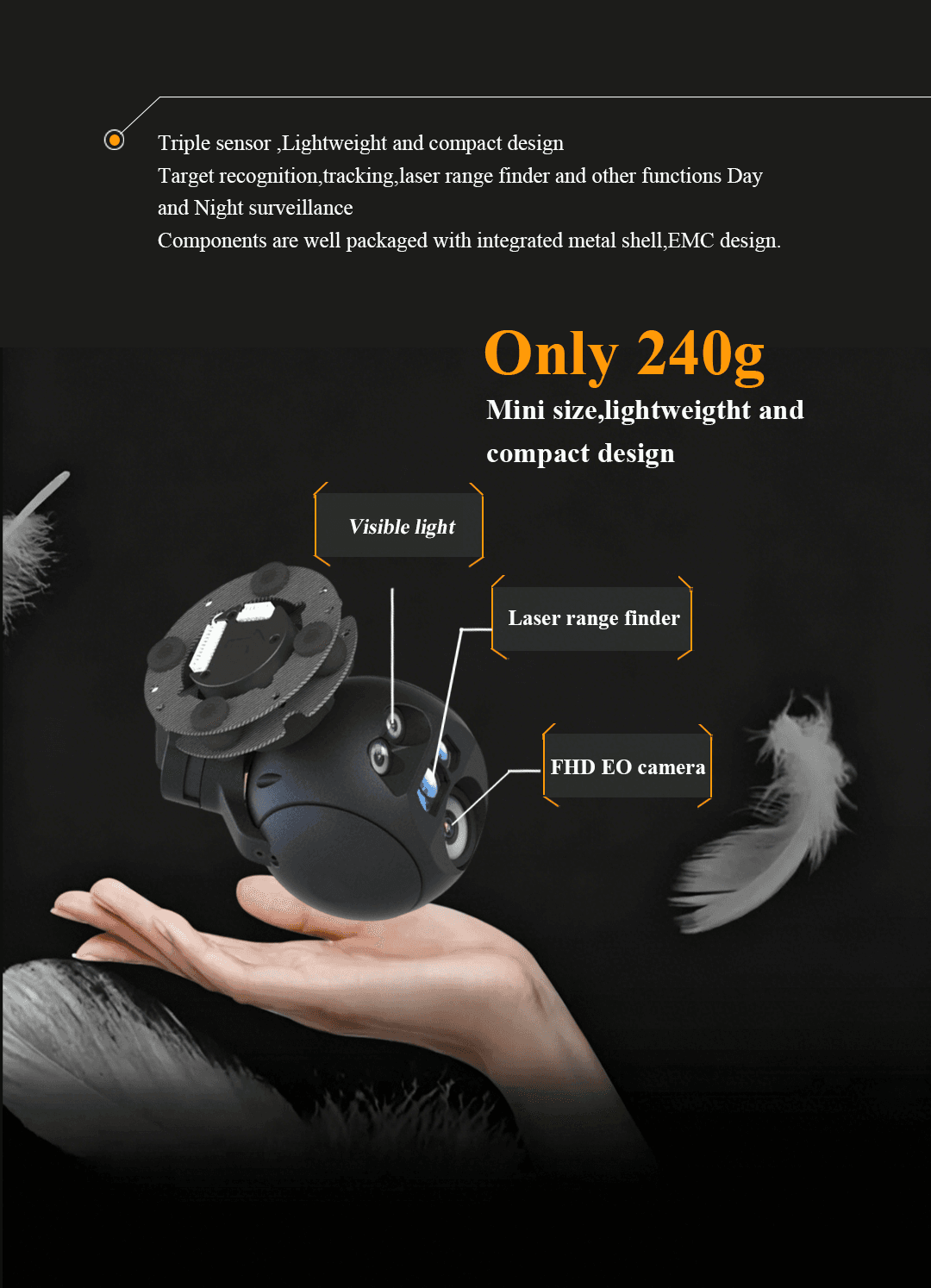 DX3A Miniature 4K EO Gimbal Payload