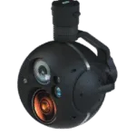 DS30E Triple-Sensor EO/IR laser rangefinder gimbal on a transparent background
